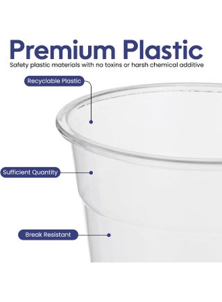 [Pack of 25] Plastic Juice Cup 8 Ounce With Lid Strong Ideal For Iced Coffee Smoothies Bubble Boba Tea Milkshakes Frozen Cocktails 25 Pieces - view 5